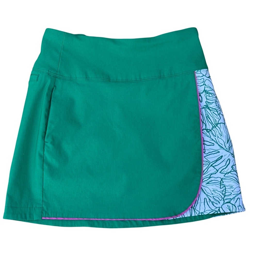 Lady Hagen Golf Skort Green Tropical Monstera Print Athletic Golf Skirt Size S